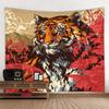 Tiger art tapestry, animal illustration wall hanging cloth, home wall decoration background cloth dormitory living room bedroom