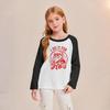 Kids' Fashionable Comfortable Christmas Print Neck Pullover Long Sleeve Top