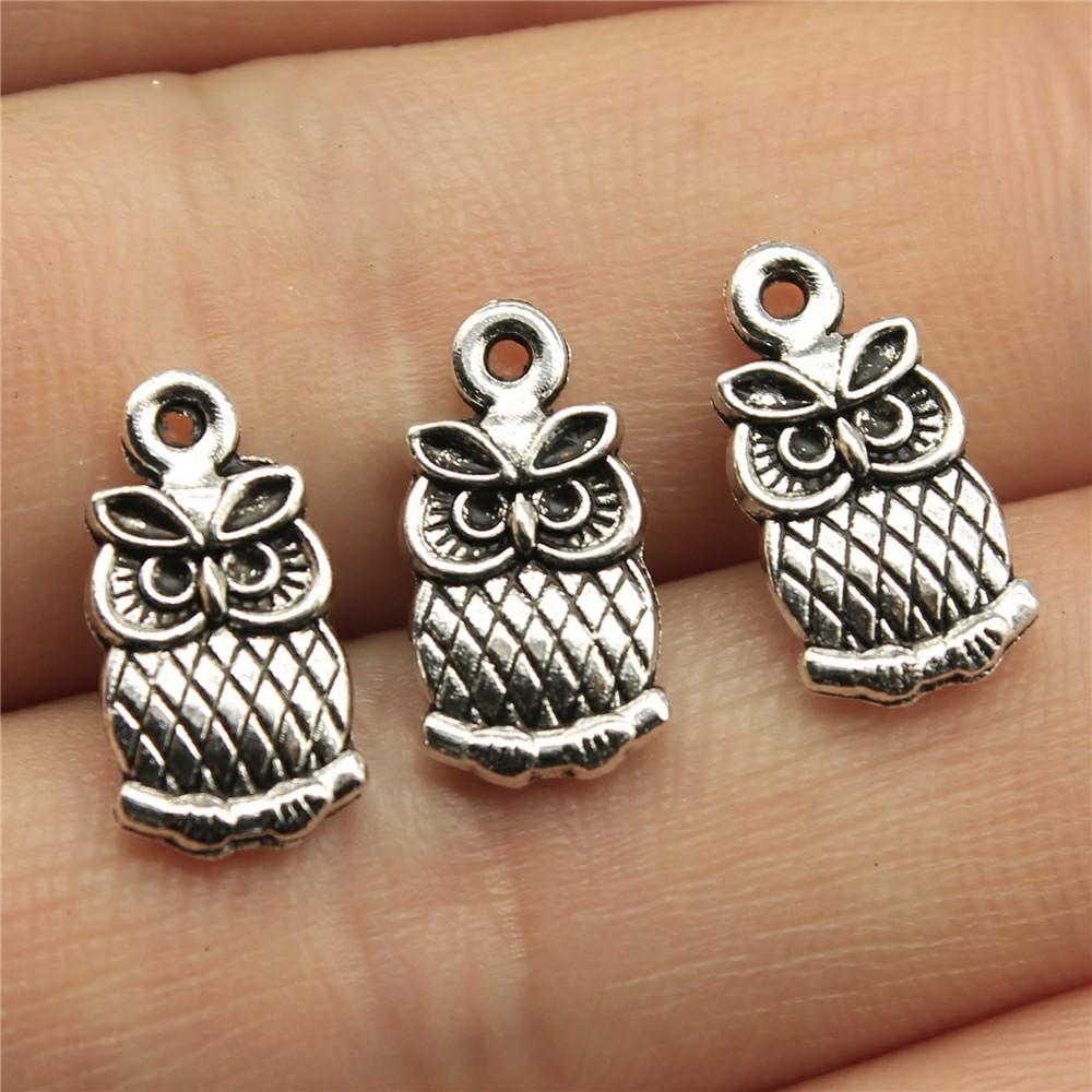 20pcs Owl Charms Antique Silver Color Owl Charms Pendants For Bracelets Small Owl Charms Making Jewelry