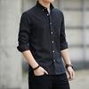 Camisa masculina de manga comprida, cor sólida, botão, cardigan, lapela, casual, camisa de primavera para trabalho