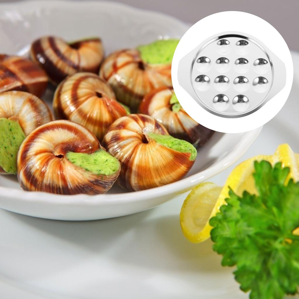 2 Pcs Stainless Steel Snail Plate Escargot Dish Tray 12 Conch Baking Tray Compartment Baking Tool Kitchen Gadget