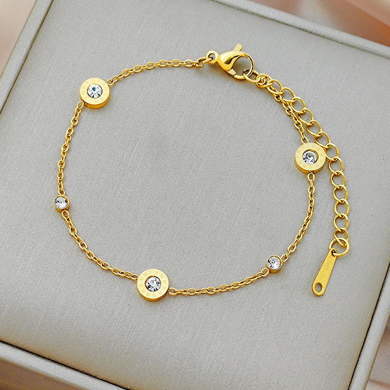 Elegant Minimalist Titanium Steel Diamond Bracelet for Women