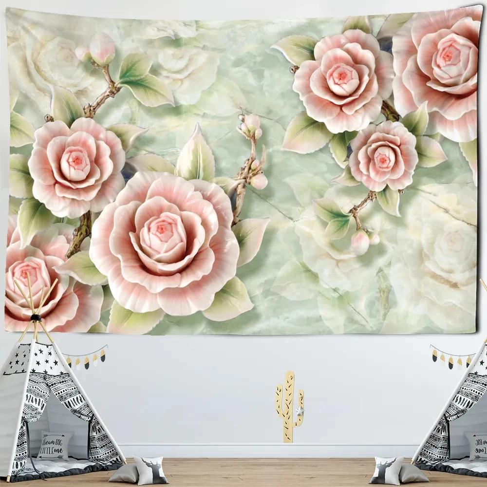 Creative Flowers Tapestry Nature Plant Floral Tapestry Wall Hanging Cloth Tapestries Home Bedroom Living Room Decor Tapestries