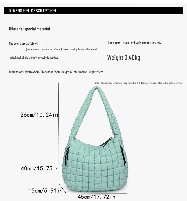 Pleated Cloud Bag 2025: Large Cotton Tote, Korean Style Crossbody & Shoulder Bag