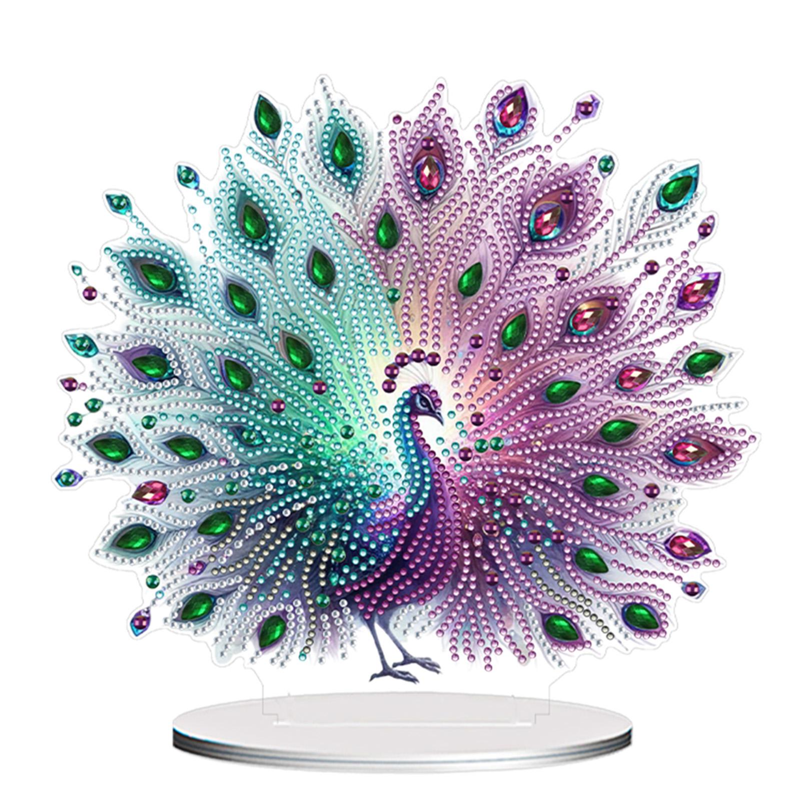 

Acrylic Special Shape Peacock Diamond Painting Desktop Ornaments Kit 5D DIY Diamond Art Tabletop Decorations Bedroom Table Decor