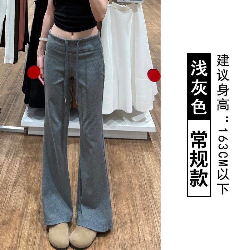 

Женские спортивные брюки из чистого хлопка серого цвета, осенние новинки, с высокой посадкой, драпированные, маленькие повседневные прямые брюки широкого кроя XL (suitable for 125-72.5 kg)