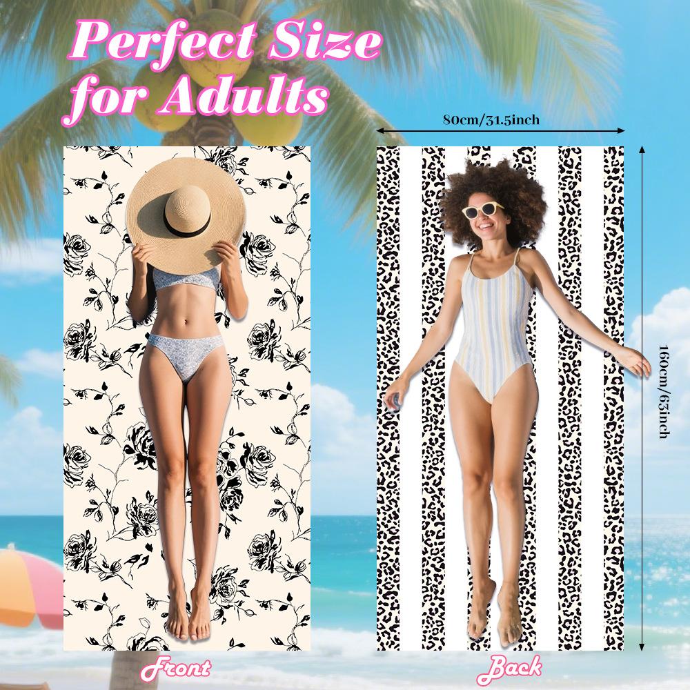 Pink Rhyme Waist Pattern, Double-sided Printing, Double-sided Velvet Beach Towel, Sunscreen, Absorbent Towel, Convenient Outdoor Bath