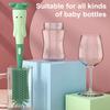 3Pcs/Set Baby Bottle Brush Set Silicone Nylon Bristles 360 Degree Deep Cleaning Cup Brush with Rabbit Shaped Holder