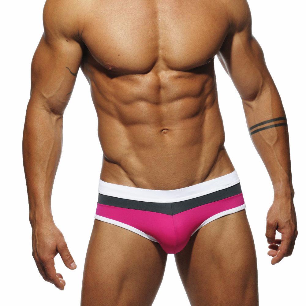 New Men's Fashionable Colorblock Triangle Swim Briefs with Sexy Pouch - Anti-Exposure Hot Style Swimwear