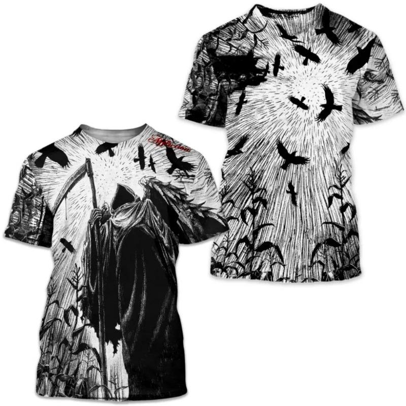 Summer New Cute Dolphin Pattern Men's Printed T-shirt Street Popular Harajuku Round Neck Plus Size Fashion Top Short Sleeve