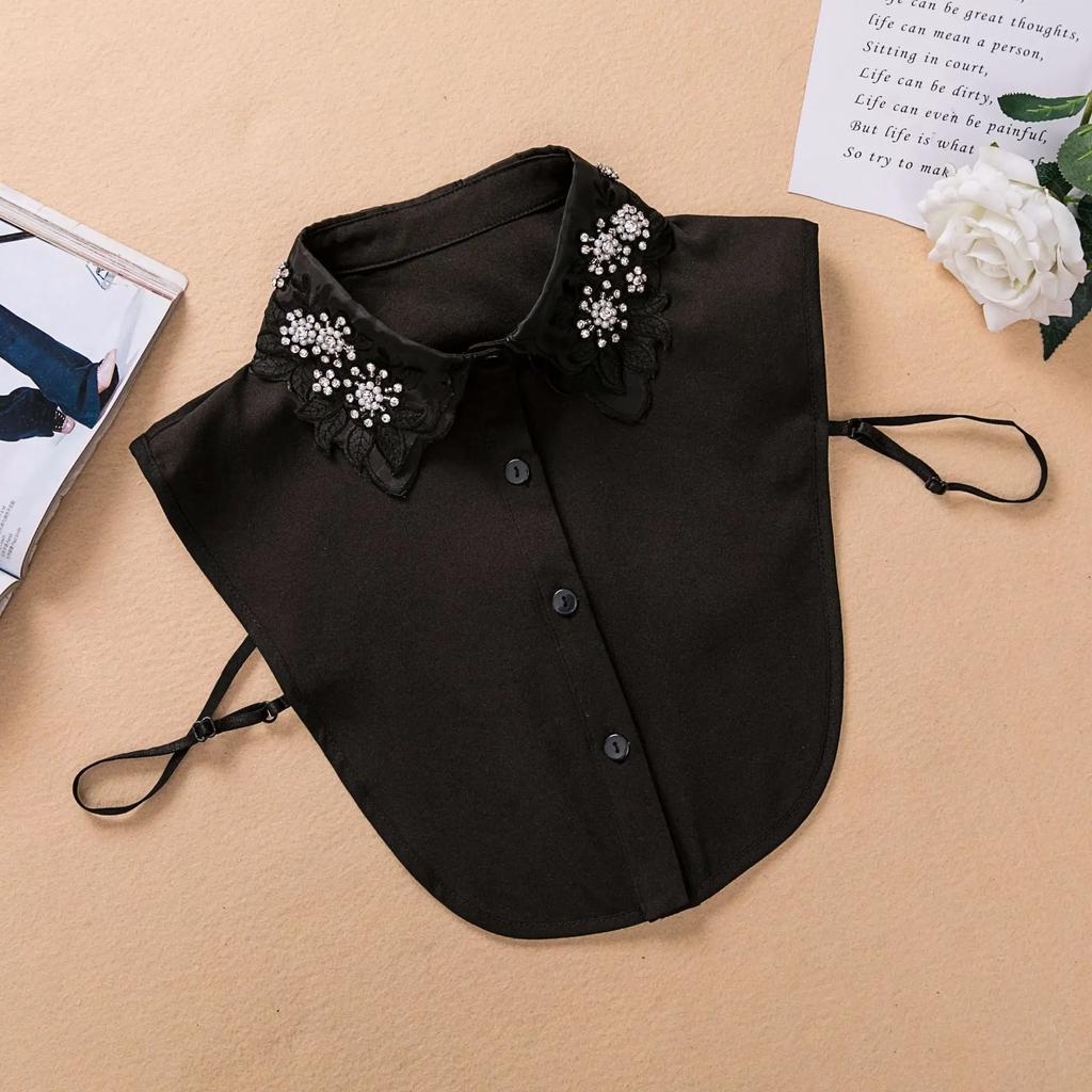 Chiffon Revers Falscher Kragen für Damen Abnehmbare Kragen Halbes Hemd Bluse Oberteile Abnehmbarer Faux Col Weiblich Nep Kragie