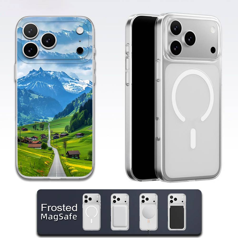 Swiss Alps Scenery Travel Phone Case For iPhone 17,16,15,14,13,12,11,Pro,Max,Plus,E,Air,Mini Magsafe Transparent