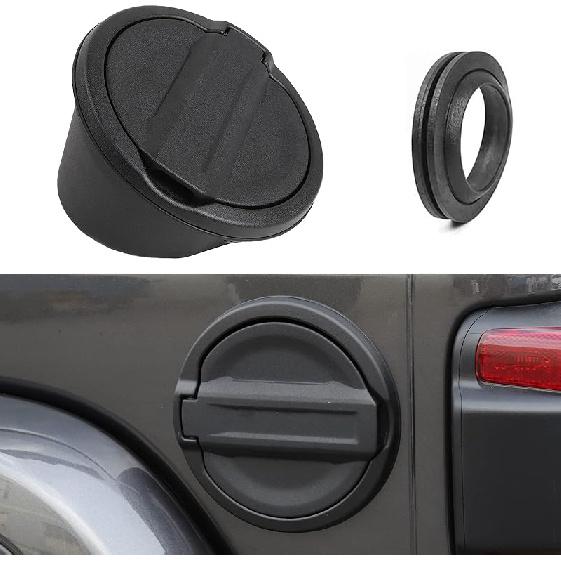 JeCar Gas Tank Cap Aluminum Fuel Filler Door Cover Compatible with Jeep Wrangler 2018-2024 JL & Unlimited чёрный