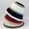 Wide-Striped Knitted Bucket Hat Large Head Circumference Warm Basin Hat Versatile Outdoor Cold-Proof Fisherman Hat