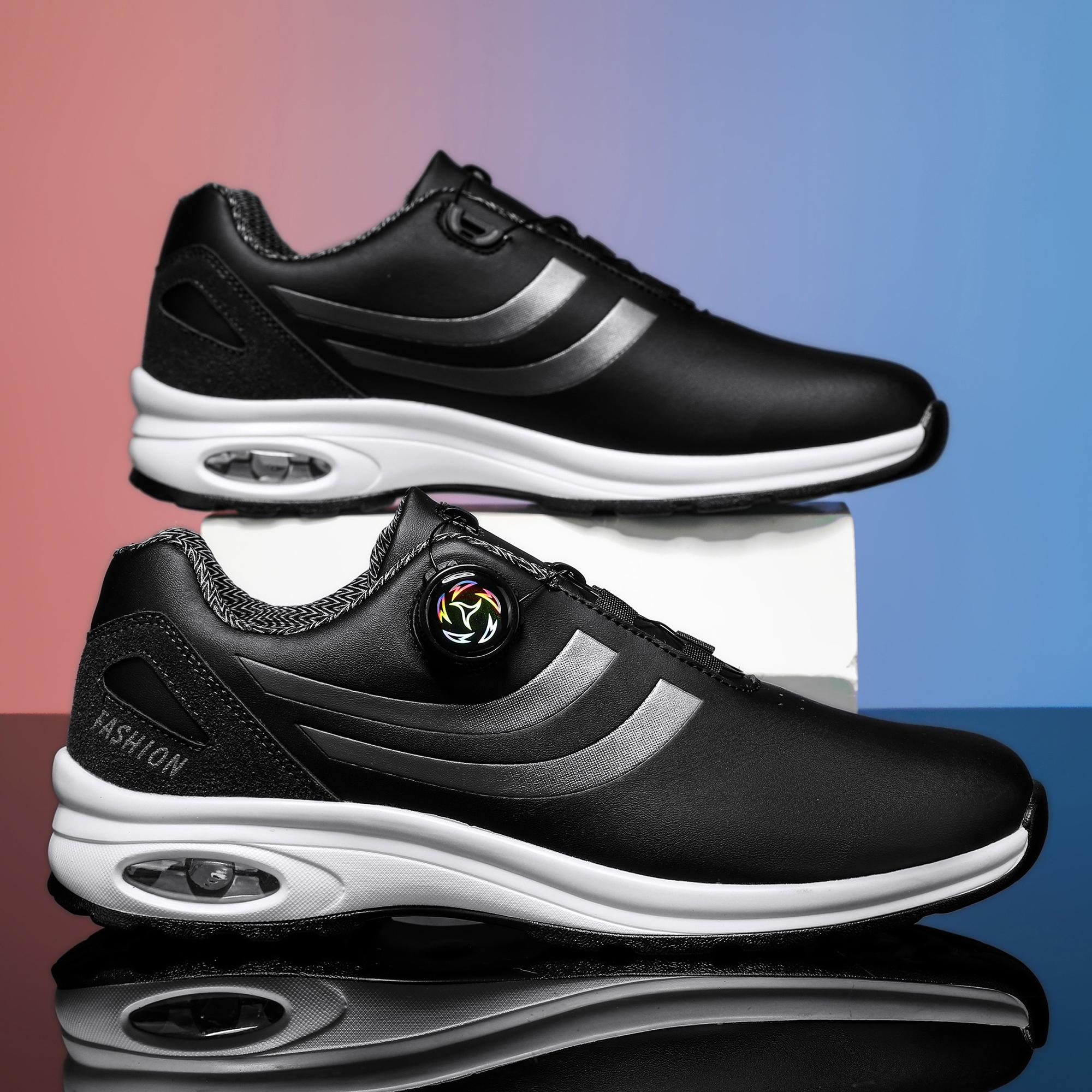 

Fashionable Men s Casual shoes, Comfortable and Portable Golf shoes, Cushioned and Elastic design cycling shoes,WHITE and black9 39