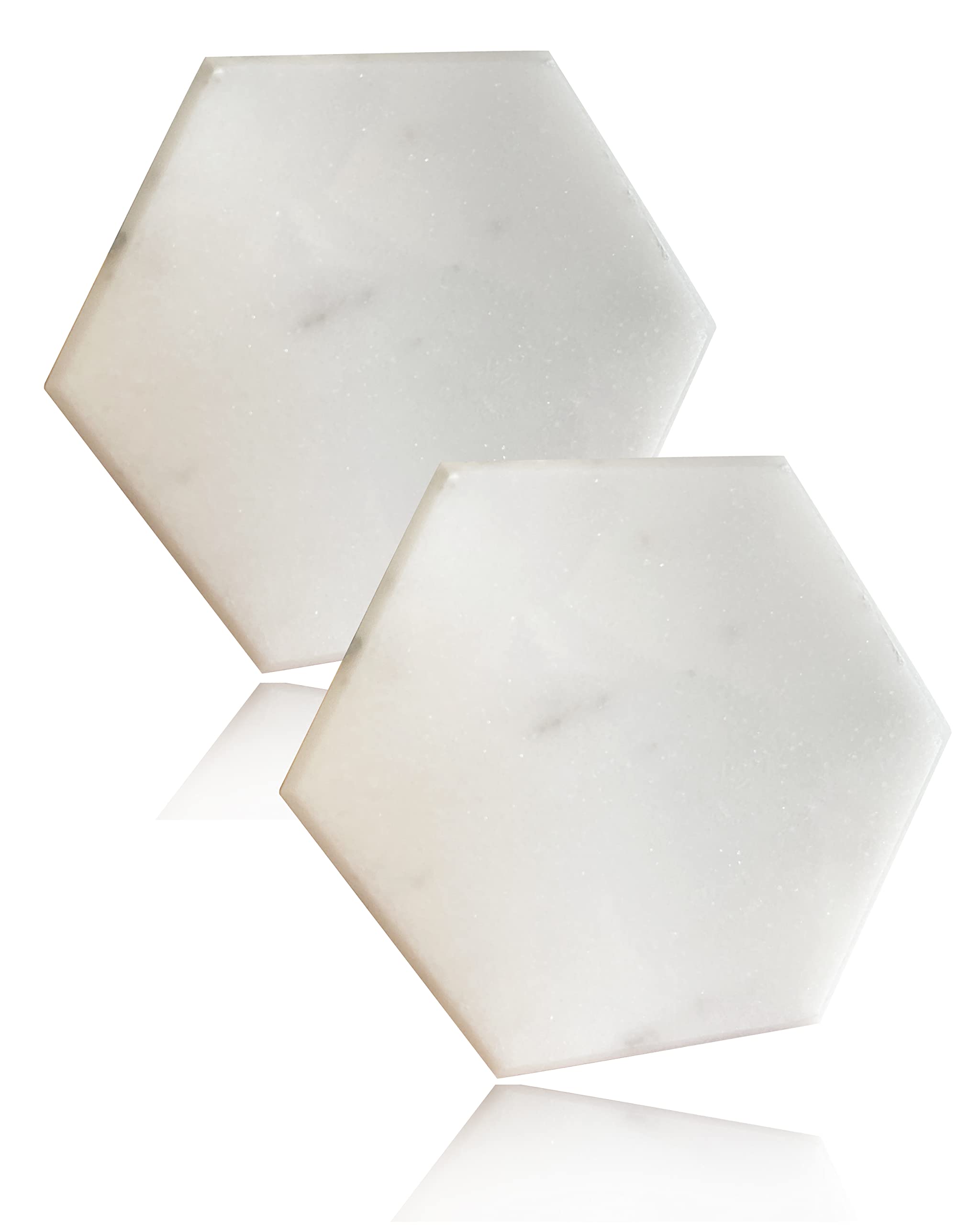 

ROOMASTER Marble Set of Accessory Natural Stone Coasters, 2, Tray, (White, Hexagonal) белый