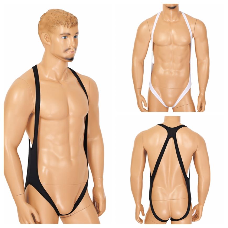 Mens Sleeveless Body Chest Harness Halter Neck Mankini Jockstrap Lingerie Underwear Leotard Bodysuit