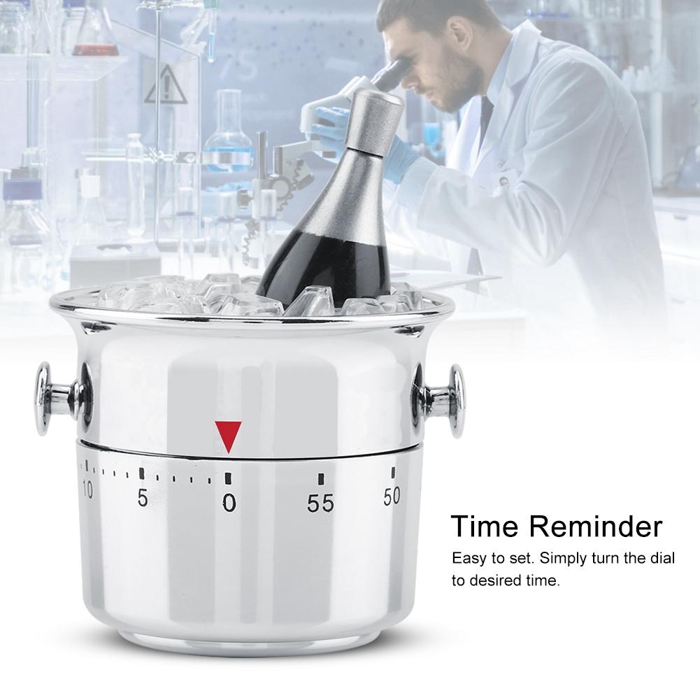 Bucket Shaped 60 Minutes Kitchen Timer Stainless Steel Mechanical Wind up Timer Time Reminder
