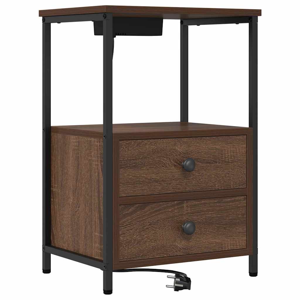 Nightstand Set of 2 Brown Oak Effect 40 x 31 x 60 cm
