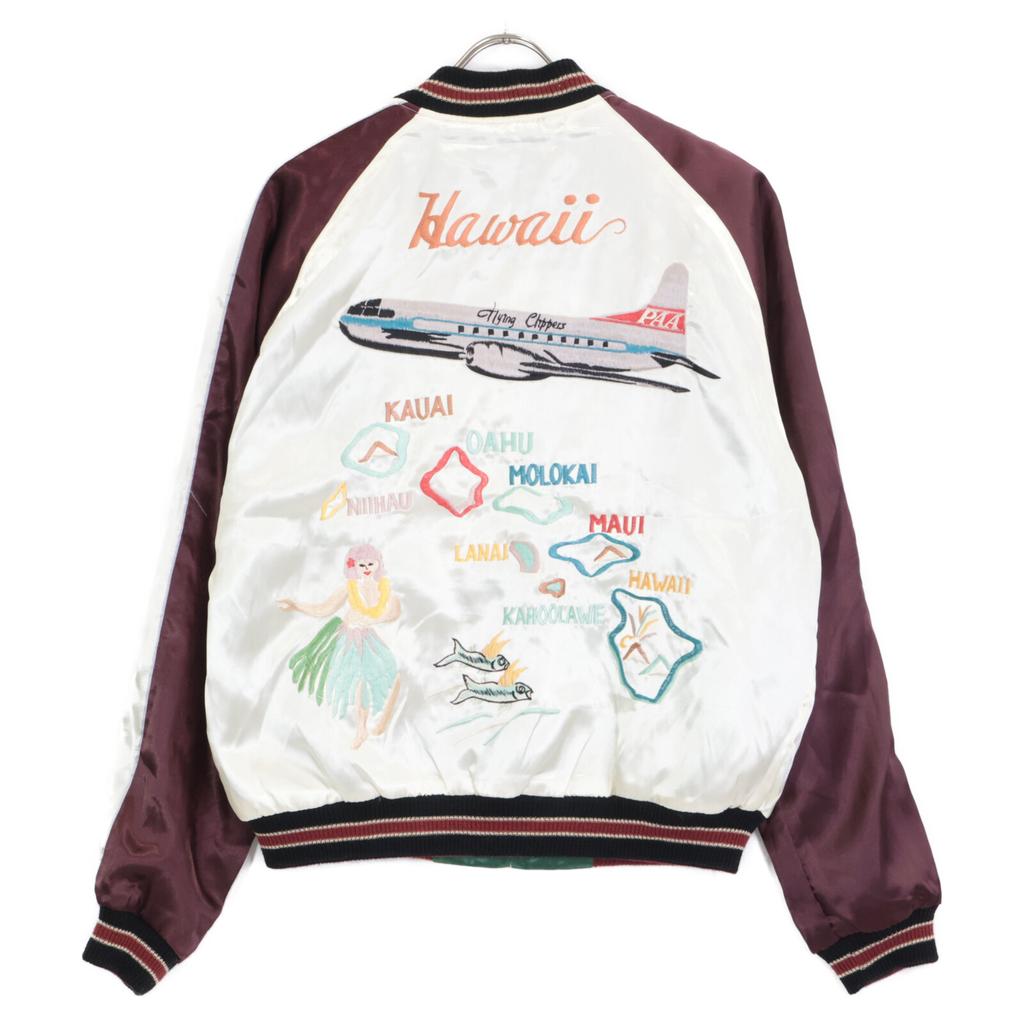 TAILOR TOYO TT11145 Green X White Satin Reversible Sukajan Jacket M Green X whiteUsed