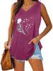 Women Fashion V Neck Printed Sleeveless Top Summer Casual Pullover Loose Tank Top