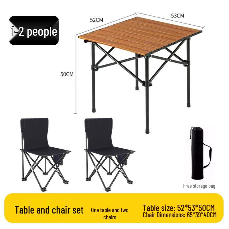Outdoor Portable Folding Table & Chairs Set - Lightweight Roll-Up Table with Camping Seats