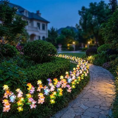 Waterproof Design Solar Garden Lights Solar Powered Stake Lights Daffodil Stake Lamps Narcissus Artificial Plants