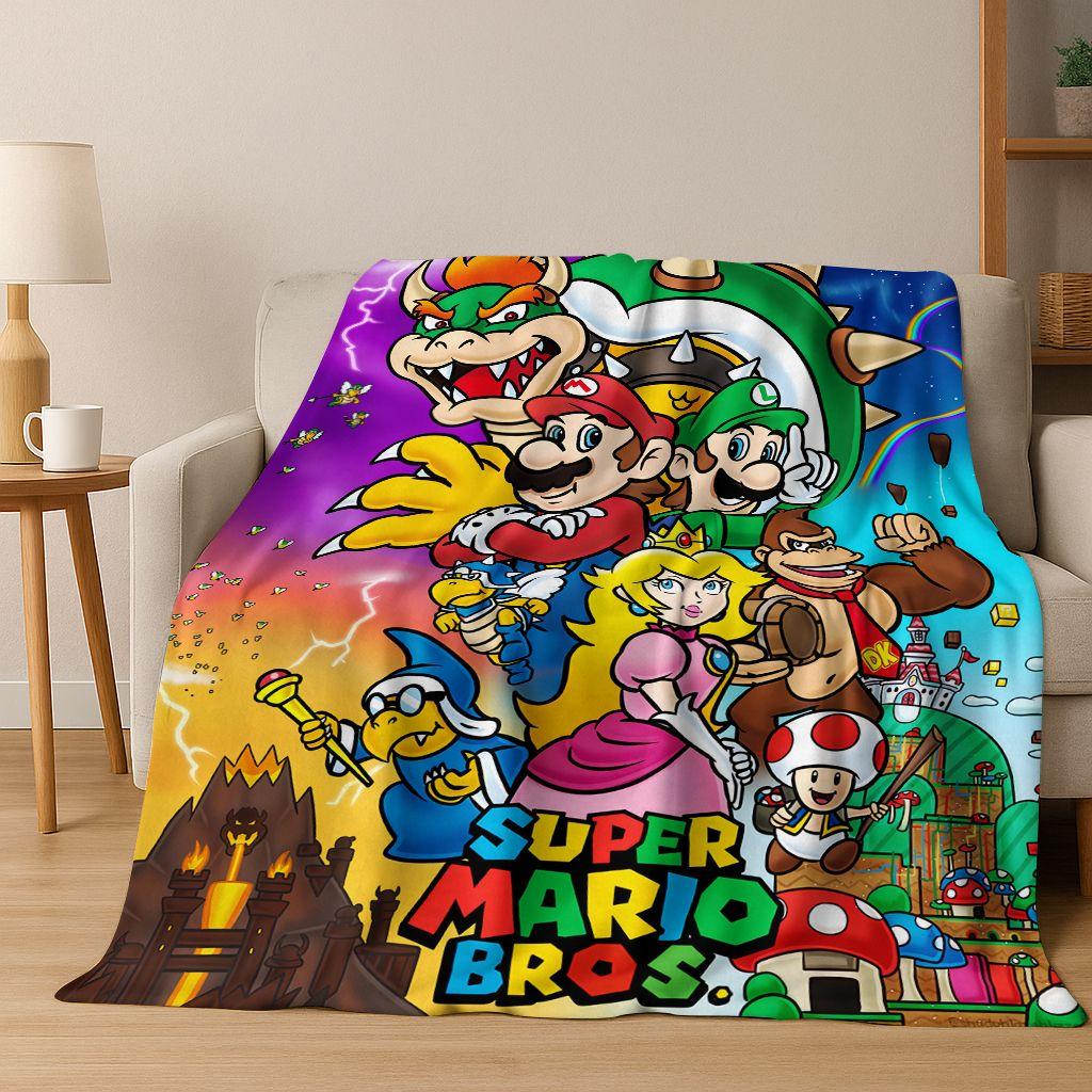 26 Style Mario Cartoon Gift Flannel Blanket,Warm and Cozy Soft Throw Blanket for Home Bedroom Bed Sofa Travel Picnic Cover Kids