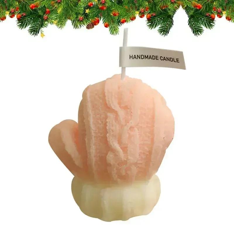Christmas 3D Woolen Gloves Aromatherapy Candle Festive Scented Candle Handmade Christmas Ornament Gift Holiday Aromatherapy