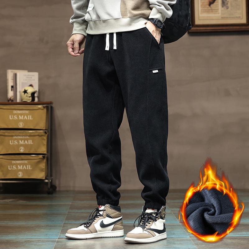 Herren 2025 Winter Fleece-gefütterte Cord-Sweathose: Dicke lässige Baumwollhosen für Herbst & Winter