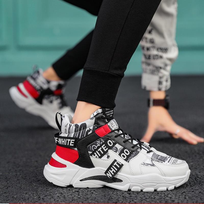 Brand Men Sneakers High Top Platform Lace Up Mesh Breathable Casual Shoes City Walk Running Sports Shoes Zapatillas Hombre Tenis