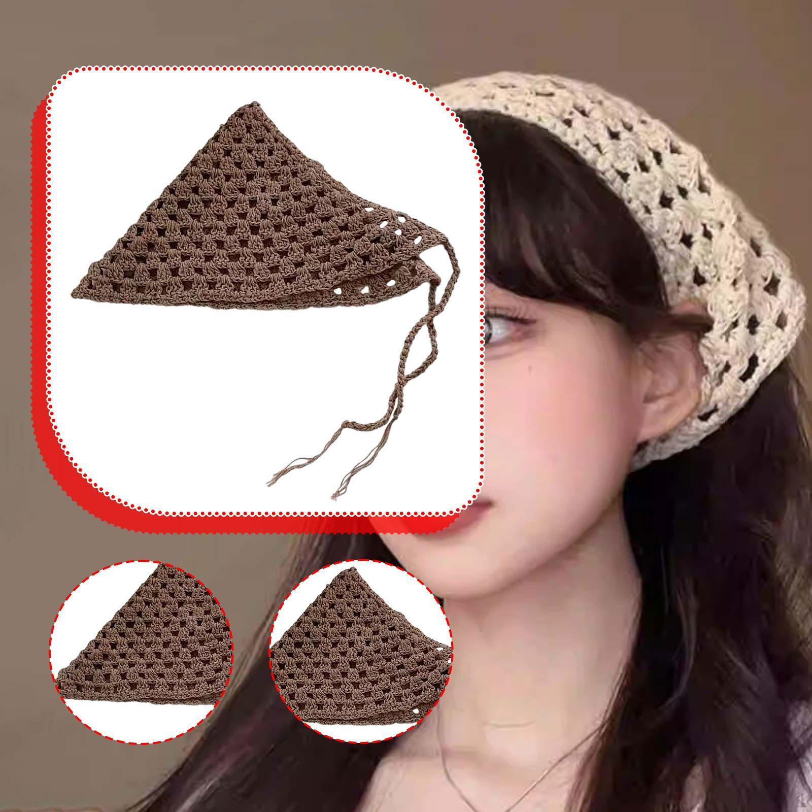 

Женщины крючком бандана головной платок треугольный, для девочек универсальные подарки украшения мода хаки