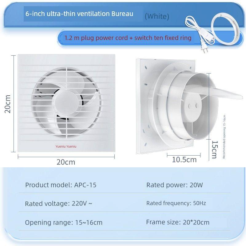

Mahjong Hall Exhaust Fan, Chess and Card Room Ventilation Fan, Powerful Silent Indoor Smoke Extractor, Air Circulation Device 6inch with Switch: Recommended Opening 150-160mm