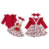 Baby Girl Valentine 's Day Outfits Long Sleeve Romper + Tulle Suspender Skirt + Headband Set
