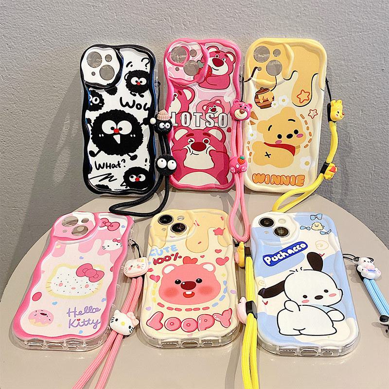 Japanese and Korean Cute Cartoon DIY Oppo A94 Mobile Phone Case: A8 Anti-Fall F17 Soft Shell with Printed Chain, Foreign All-Inclusive.