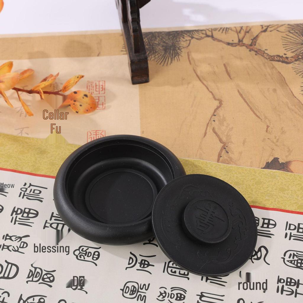 Portable Student Calligraphy Inkstone with Lid - Anti-drying, Multi-purpose Cartridge