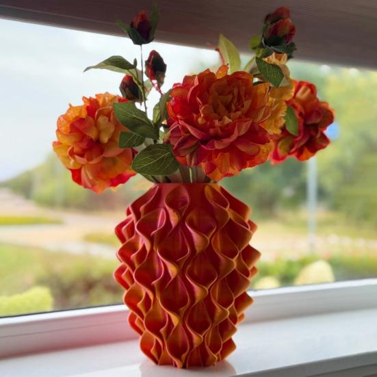 3D Printed Wavy Vase Modern Boho Vase Table Centerpiece Vase for Dried Artificial Flowers Home Room Wedding Decor
