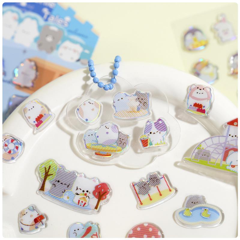 4pcs Sticker Kawaii Animal 3d Relief Crystal Cute Diy Mobile Phone Decor Sticker Student Hand Account Stationery