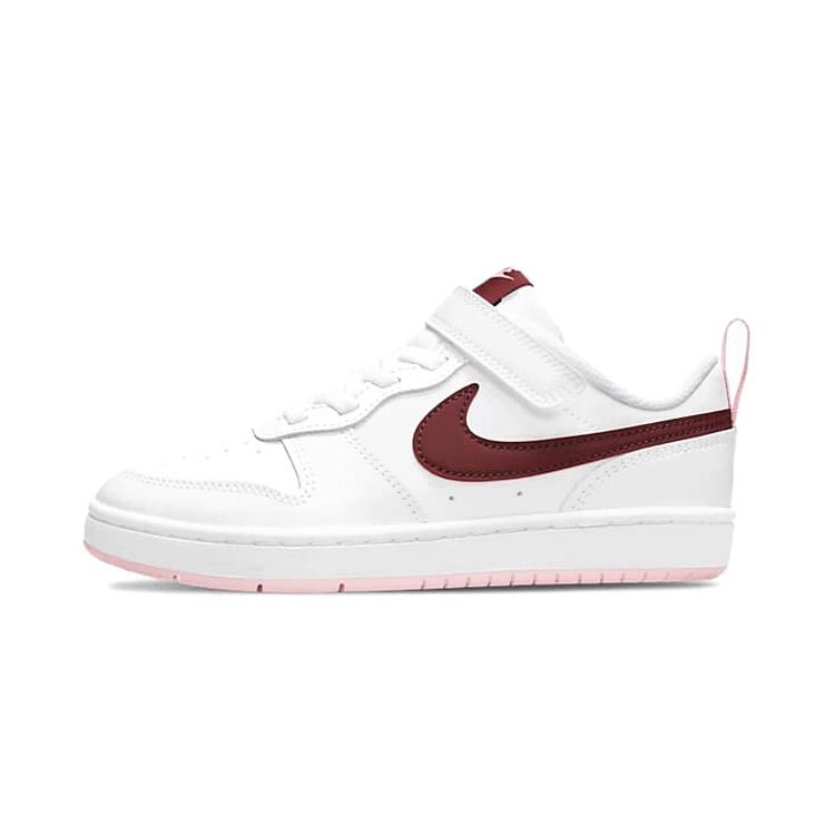 (PS) Nike Court Borough Low 2 White Dark Beetroot Kids BQ5451-120 EU 28.5