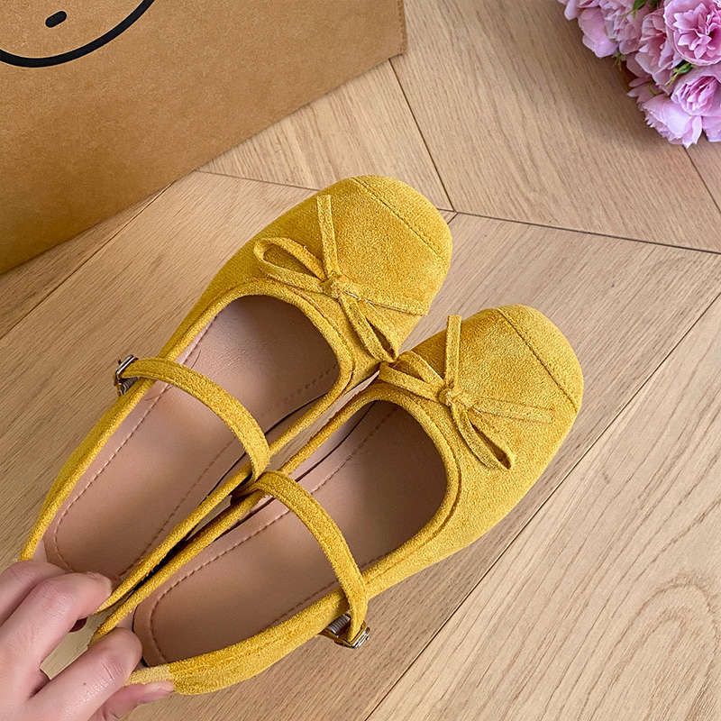 Small Person Increases Height 7cm Mary Jane Shoes Women's Bow with Silver Evening Breeze Gentle Thick Heel Ballet Shoes