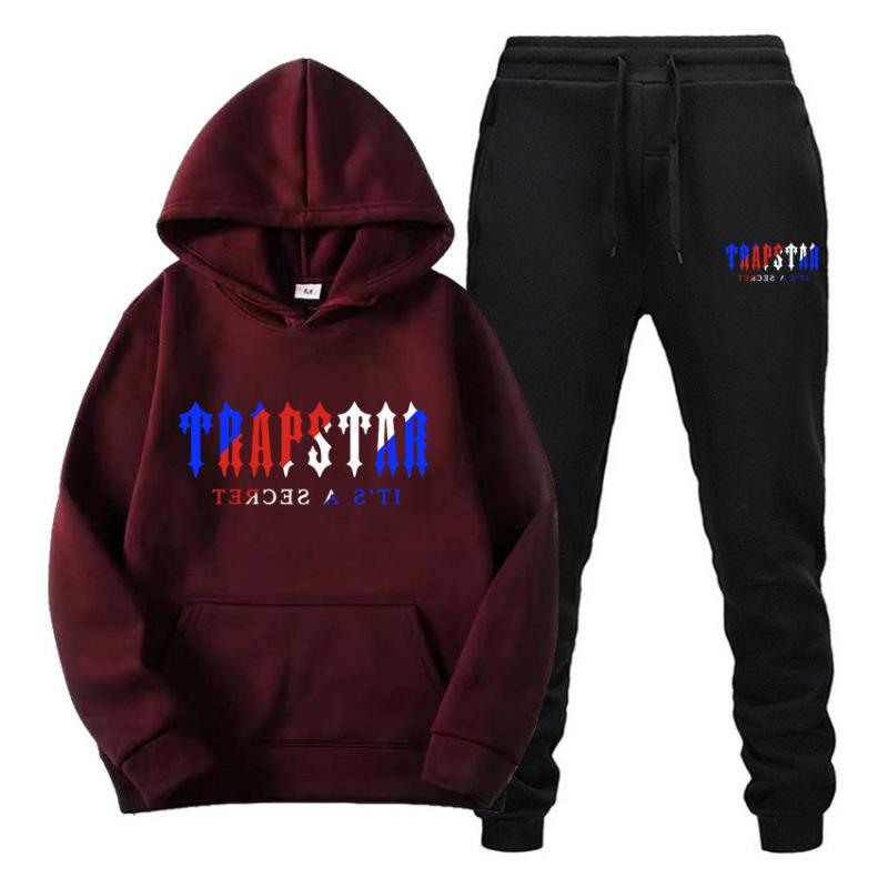 Trapstar Streetwear Hooded Fleece Sweatshirt Casual Sport Two-Piece Set for Men & Women