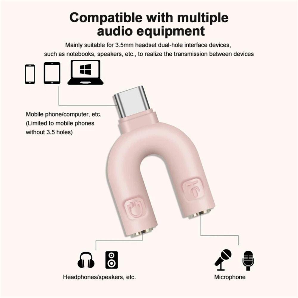 Microphone  Connector Type C To 3.5mm Adapter USB C To 3.5mm Jack Headphone Plug U Type Adapter