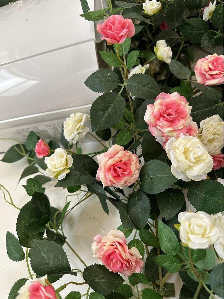 Rose Vine Artificial Flower Decor for Air Conditioner Pipes or Balcony Railings