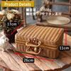 NOELAMOUR Picnic Basket with Stylish Wooden Picnic Lunch Fabric 26x17cm Lid, Basket, Upholstered,
