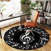Music Notes Treble Clef Vinyl Record Design Sticker DecalRound Non-Slip Chair Mat Chair Carpet for Office Rugs for Office Decor Gift For Valentine's D