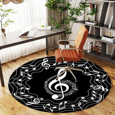 Musiknoten Violinschlüssel Schallplatte Design Aufkleber DecalRund Rutschfeste Stuhlmatte Stuhlteppich für Büro Teppiche für Bürodekoration Geschenk für Valentinstag D