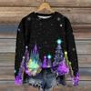 Women's Christmas Printed Casual Fashion Long Sleeve Round Neck Pullover Top