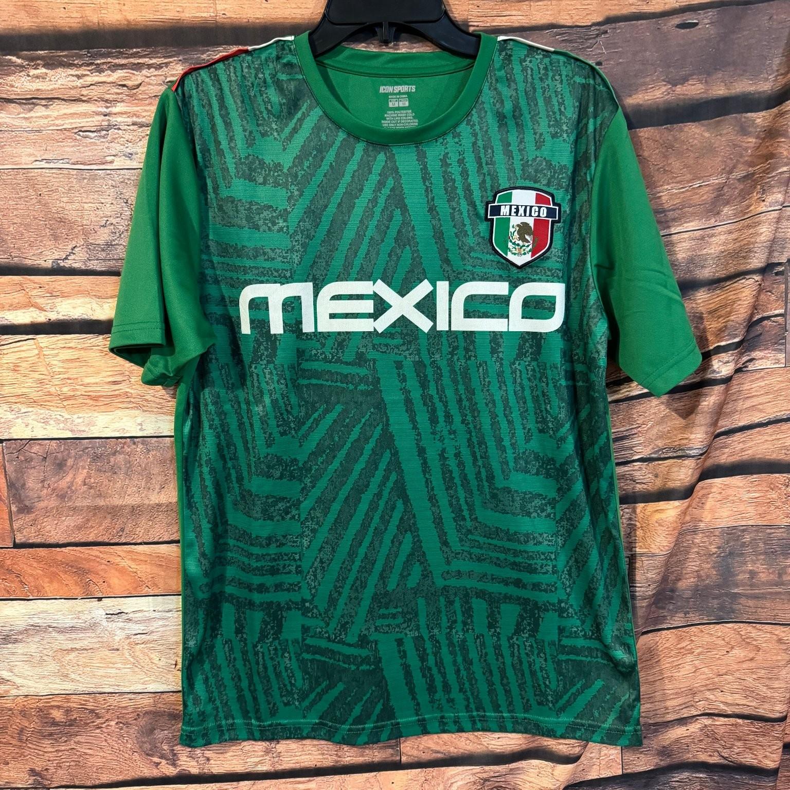 ICON SPORTS Men s Green M Mexico Soccer Fan Graphic Polyester Unisex T-Shirt L