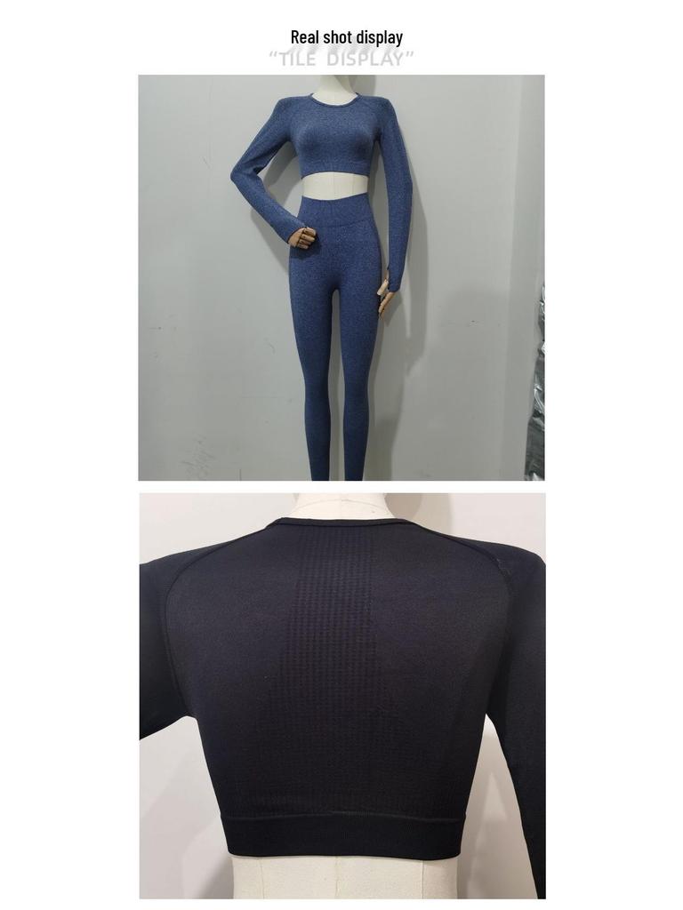 New Women's Seamless Texture Yoga Leggings & Criss-Cross Sports Bra Set