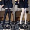 JK Women Black White Knee High Lolita Socks Lady Girls Over Knee Cute Long Sock Thin Breathable Solid Color Stockings For Women